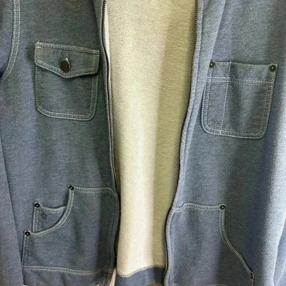 🩵Lauren Ralph Lauren Blue Hooded Sweatshirt w/Front Pockets & White Stitching🩵 - Picture 4 of 14